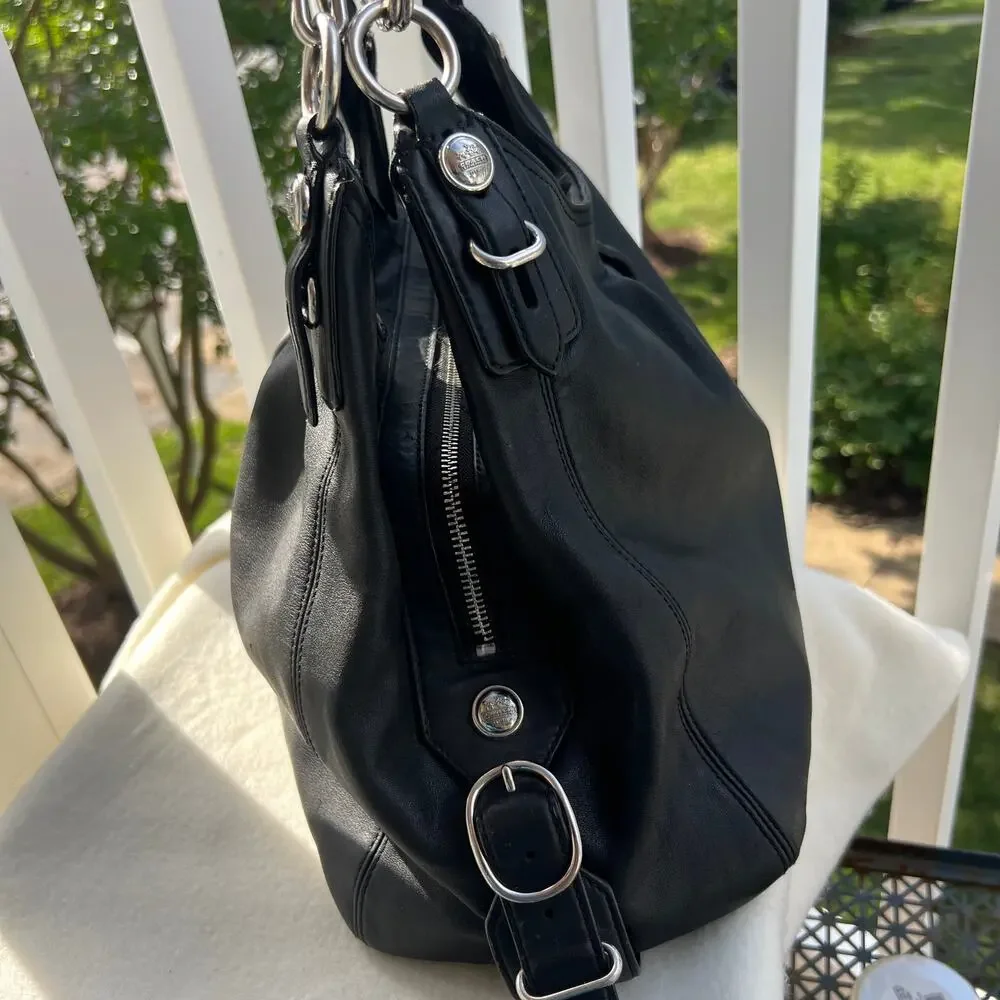 Coach Mia Smooth Leather Large Maggie Hobo Purse & Matching Wallet READ